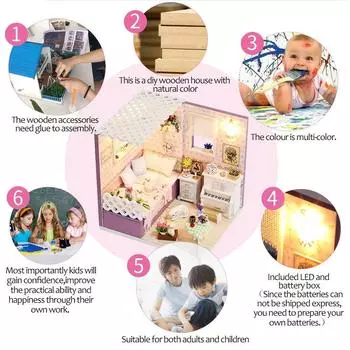 Миниатюрный супер мини размер кукольный домик модель строительные наборы деревянная мебель игрушки своими руками разноцветный