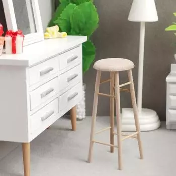 Миниатюрный табурет карманного размера из дерева, симпатичная модель мебели для кукольного домика вино красного