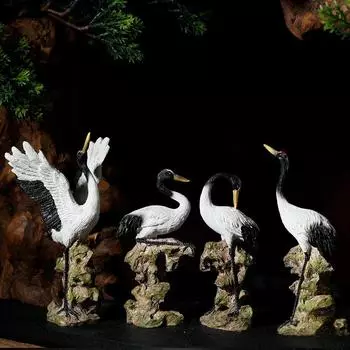 Миниатюрный венценосный журавль, статуэтка журавля, китайская статуэтка птицы из смолы для сада фей, украшение для аквариума, бонсай, ландшафтный декор для дома