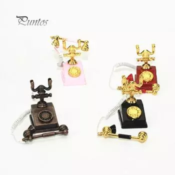 Миниатюрный вращающийся телефон для кукольного домика, украшение для детей, игрушка красный