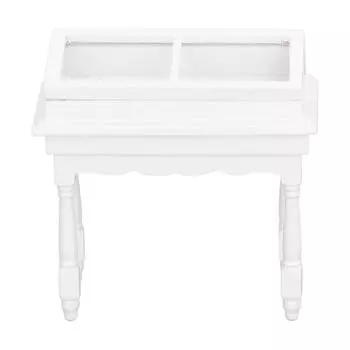 Миниатюрный выставочный шкаф для кукольного домика с откидной крышкой, универсальная компактная деревянная мебель для кукольного домика белый