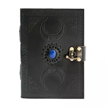 Миниатюрный журнал из кожи Triple Moon, сделанный вручную, в стиле антиквариата, в стиле «Книга теней» 7 x 5 in чёрный