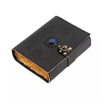 Миниатюрный журнал из кожи Triple Moon, сделанный вручную, в стиле антиквариата, в стиле «Книга теней» 7 x 5 in чёрный