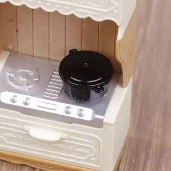 Миниатюры кукольных домиков Мини-кухня Столовые приборы Черная посуда Игрушки для кукольных домиков Декор Миниатюрные сцены Аксессуары для кухни