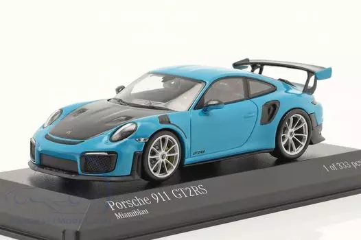 Minichamps Мини-автомобиль Porsche 911 GT2 RS 2018 1/43 (991 II) (Колесо Miami Blue/Silver) [Элемент] синий