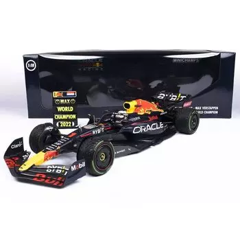 Minichamps Oracle Red Bull Racing RB18 2022 F1 Japan GP Победитель Ферстаппена Чемпион мира с пит-стопом Полный продукт 1/18 #1 M. тёмно-синий