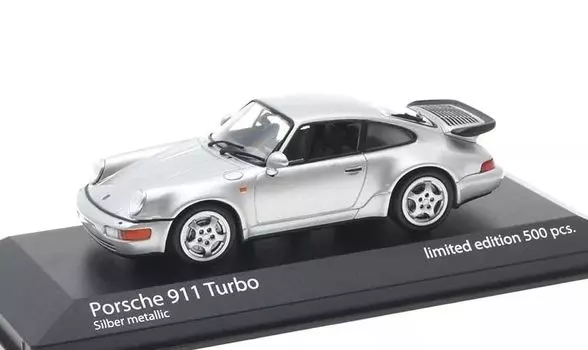 Minichamps Porsche 911 Turbo 1990 Silver MINICHAMPS Limited to 964 Mini Car 1/43 (964) [Элемент] серебряный
