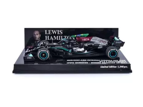 Minichamps W12 Хэмильтон Победитель Гран-при Бразилии 2021 Флаг Готовое изделие 1/43 M-AMG