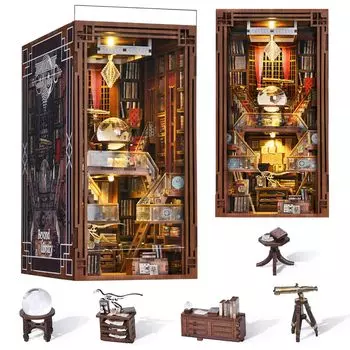 MiniCity Book Nook Kit DIY Миниатюрный кукольный домик Book Nook Kit 3D Деревянный пазл Подставки для книг Вставка для книжной полки Украшение со светодиодными лампами для подростков и