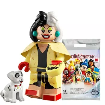 Минифигурка LEGO Disney 100 Круэлла и щенок далматина Круэлла де Виль щенок далматина | & [71038-13]