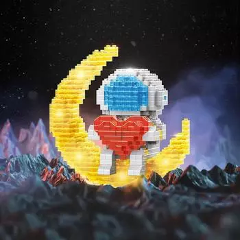 Минифигурки Детские Строительные Блоки Кирпичики Лунный Астронавт Игрушки Образование Heart,Lights