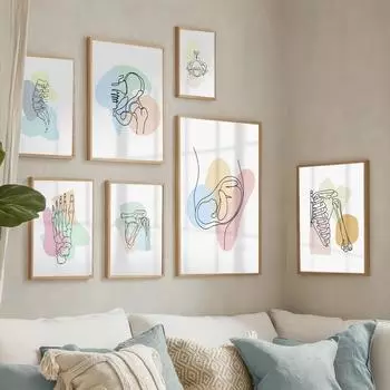 Минимальная абстрактная анатомия позвоночника, ног, поясничного отдела крестца, колена, ребер, плакаты и принты, настенная живопись на холсте, гостиная, домашний декор A4 21X30cm No Framed