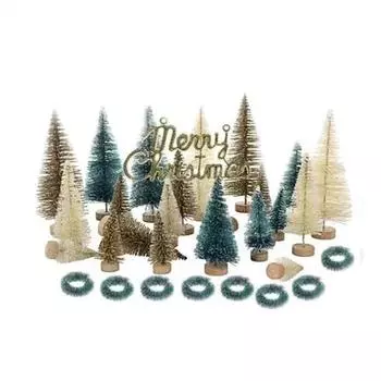 Минимальная декоративная рождественская елка, пластиковая настольная рождественская елка, украшения для рождественской комнаты 43pcs set