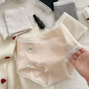 Минимально художественное женское нижнее белье из хлопка для младенцев класса А, органический хлопок 7А, антибактериальные трусики из чистого хлопка с треугольными чашечками и средней талией M