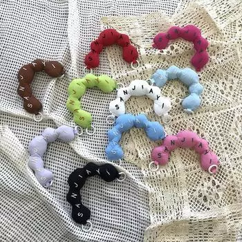 Минимально вышитые буквы, хлопковый ремешок на запястье, персонализированный чехол для телефона, маленькая сумка, аксессуары для браслета, хлопковый кулон с подкладкой 15 * 10cm