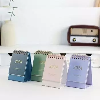 Minimalism 2024 Calendar Paper Standing Flip Calendar Simple Mini Desk Calendar Yearly Agenda синий