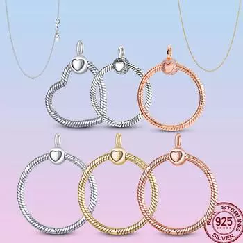 Minimalism 925 Sterling Silver O Pendant O Charm Fit Original Necklace DIY for Women Jewelry Anniversary Gift