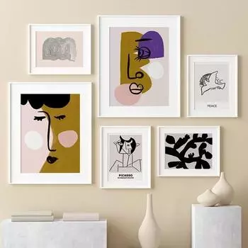 Minimalism Abstract Line Face Wall Art Mural Print Cat Bird Posters Living Room Decoration Canvas Painting Wall Pictures Home 21cm30cm NoFrame