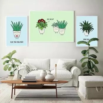 Minimalism Nordic Poster Indoor Cute Plant Canvas Painting Wall Art Print Modern Picture For Living Room On The Wall Home Decor 21x30cm No Framed