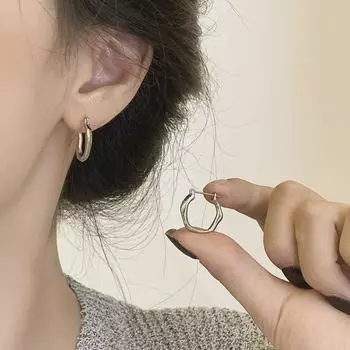 Minimalist Irregular Liquid Metal Hoop Earrings