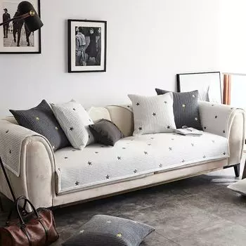 Minimalist Nordic Pure Cotton Non-Slip Fabric Cover Sofa Cushion White Pillowcase 45*45cm