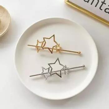 Minimalist Star Butterfly Round Square Zinc Zinc Alloy Ponytail Holder Hair Clip Hair Stick Hair Pins gold-star