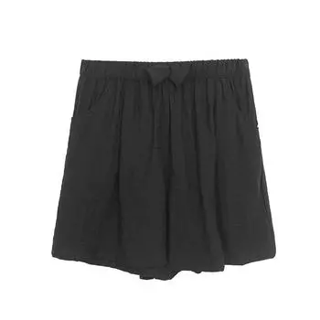 Minimalist Summer Refreshing Solid Color High Waist Straight Hot Pants Black S