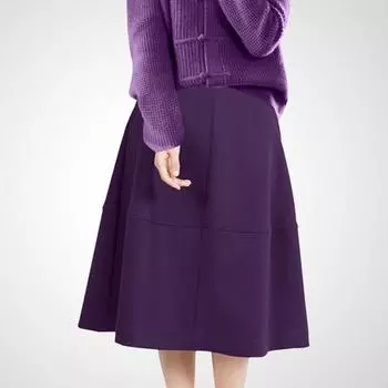 Минималистичная А-силуэта Элегантная Однотонная Миди-юбка-зонт Purple 2XL