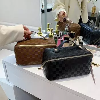 Минималистичная косметичка большой вместимости с ощущением роскоши, легкая роскошная милая сумка для хранения косметики, дорожная сумка для туалетных принадлежностей 25x12x13cm белый