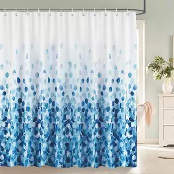 Минималистичное искусство Полиэстеровая ткань Акварельные листья Растение с цветочным декором для ванной комнаты Шторка для душа 180*180СМ с крючками W90xH180cm