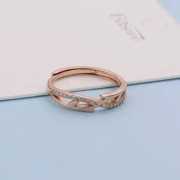 Минималистичное кольцо на указательный палец в виде креста в корейском стиле из стерлингового серебра S925 для женщин Adjustable Opening розового золота