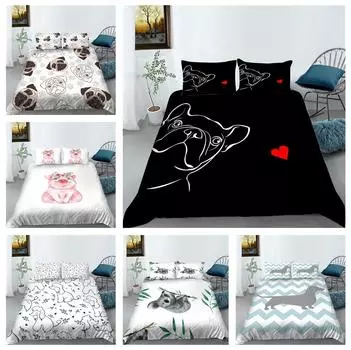 Минималистичное постельное белье с изображением животных, напечатанное на 3D-принтере, пододеяльник, наволочка из ультратонкого пуха, подарочный комплект из 2/3 предметов для девочки и ребенка, односпальная двуспальная кровать, все размеры Baby 100x135cm