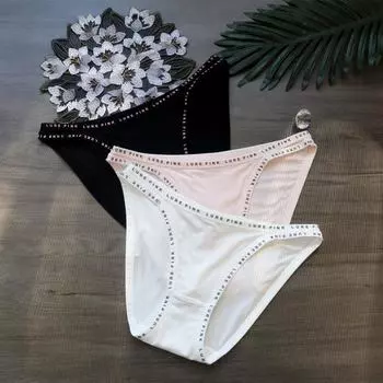 Минималистичные буквы тонкий пояс сексуальное нижнее белье низкая талия дышащие женские треугольные трусики M чёрный