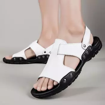 Минималистичные дышащие мужские классические белые тапочки и сандалии Дизайнерская повседневная мужская обувь для отдыха на пляже Универсальная обувь для ходьбы 37 чёрный