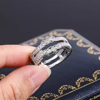 Минималистичные кольца для женщин, круглые циркониевые простые элегантные женские аксессуары, модные украшения, двойное кольцо, обручальные украшения 6 белый