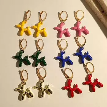 Минималистичные красочные эмалированные серьги в форме щенка собаки для женщин, милый мультяшный обруч, серьги Huggies для девочек, эстетические украшения для ушей