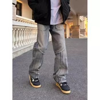 Минималистичные мужские универсальные молодежные модные джинсы, новые свободные прямые летние брюки, мужской темпераментный тренд S синий