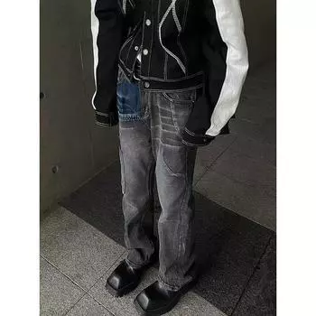 Минималистичные мужские универсальные молодежные модные джинсы, новые свободные прямые летние брюки, мужской темпераментный тренд S серый