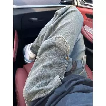 Минималистичные мужские универсальные молодежные модные джинсы, новые свободные прямые летние брюки, мужской темпераментный тренд S синий