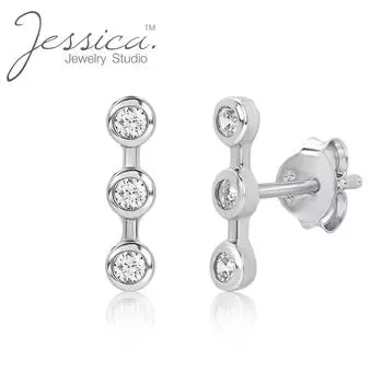 Минималистичные серьги-гвоздики из настоящего серебра 925 пробы с кристаллами в оправе