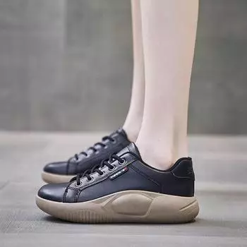 Минималистичные женские туфли на толстой подошве 2024 года, новые повседневные туфли в тон, удобные вулканизированные туфли на плоской подошве, женские кроссовки 35 темно-коричневого