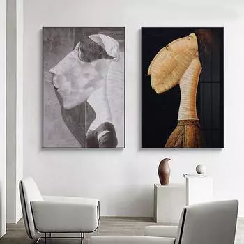 Минималистский стиль человеческого черно-белого настенного искусства холст плакат печать винтажная абстрактная живопись картина для гостиной домашний декор 21*30cm