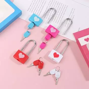 Минималистичный цветной замок в форме сердца с ключом, милый замок для пары, для мини-чемодана, сумки, украшения, аксессуары красный