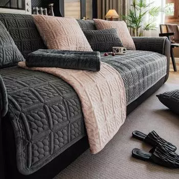 Минималистичный и современный зимний теплый и мягкий молочный бархатный диванная подушка плюшевая спинка подлокотник подушка полотенце чехол для дивана 45*45 бежевый