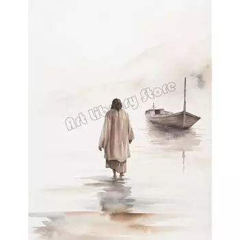 Минималистичный Иисус, въезжающий в Иерусалим, христианский крест, религиозный плакат, картина на холсте, настенное искусство, картины для декора дома, гостиной 21cm30cm NoFrame