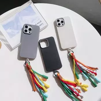 Минималистичный кожаный чехол для телефона с узором и цветным шнурком для iPhone 16 15 14 13 12 11 Plus Pro Max Xs Xr защитный ударопрочный мягкий тонкий чехол из ТПУ iPhone 16 чёрный