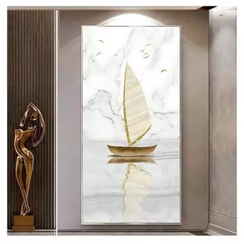 Минималистичный пейзаж, холст, картина, скандинавский золотой парусник, постеры и принты, настенные художественные фотографии, домашний декор для комнаты, без рамки 20cm40cm NoFrame