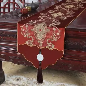 Минималистская атмосфера Китайский фон Ткань Высокого Класса Новая Современная Вышивка Дорожка для Стола Домашнее Свадебное Украшение Настольный Флаг 34x200cm
