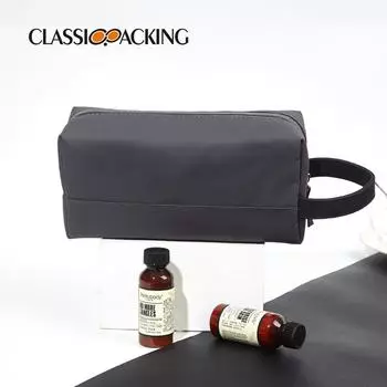 Минималистская косметичка для мужчин и женщин, водонепроницаемая портативная косметичка из полиуретанового материала, деловая дорожная косметичка для хранения темно-серого