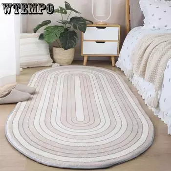 Минималистская спальня овальный художественный плюшевый ковер домашняя комната современный скандинавский стиль диван журнальный столик коврик 60 * 160cm